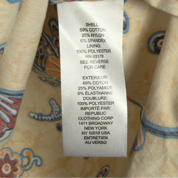 New Ellie Tahari Lemon Mist Print Faux Wrap Top Size M - Picture 9 of 9